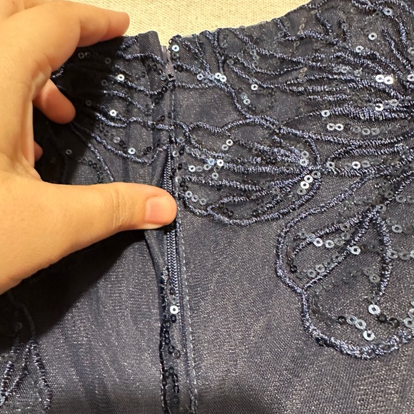 La Femme Midnight Blue Sparkle Maxi Dress - Picture 7 of 10